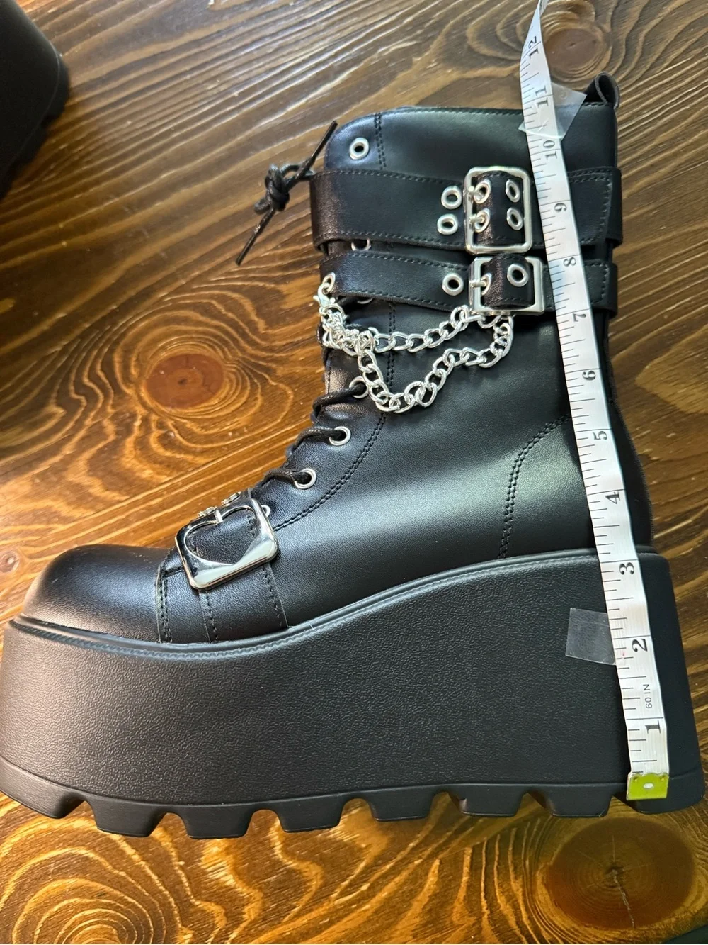 Goth platform buckle boots with chains